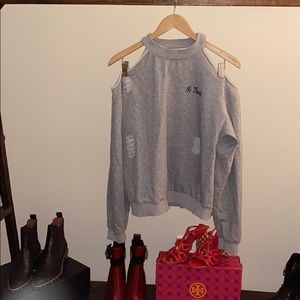 “No thanks” Off the shoulder sweatshirt